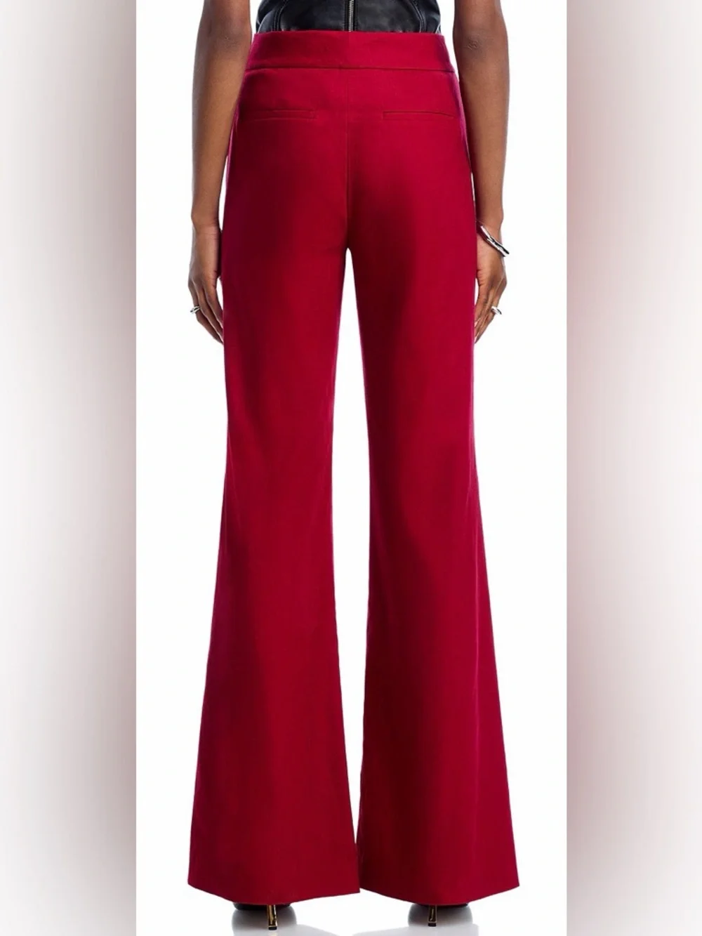 Alice + Olivia Dylan High Rise Wide Leg Pant in Dark Cherry - Picture 3 of 7